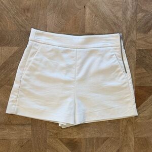 Zara High Waisted White Shorts with side zip